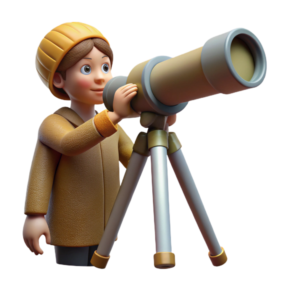 impressive traditional Person Stargazing Through Telescope Isolated authentic png