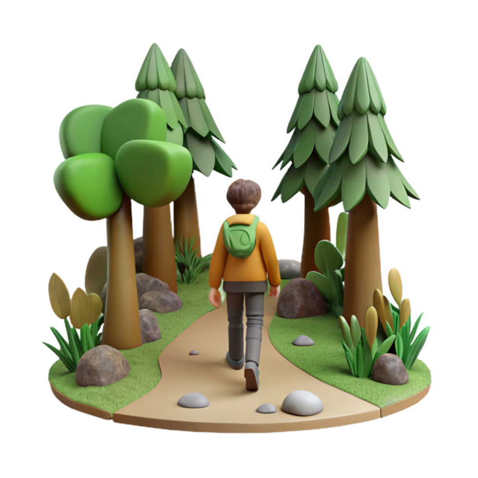 beautiful vintage Person Walking Through Forest Path Isolated Nature Walk high resolution png