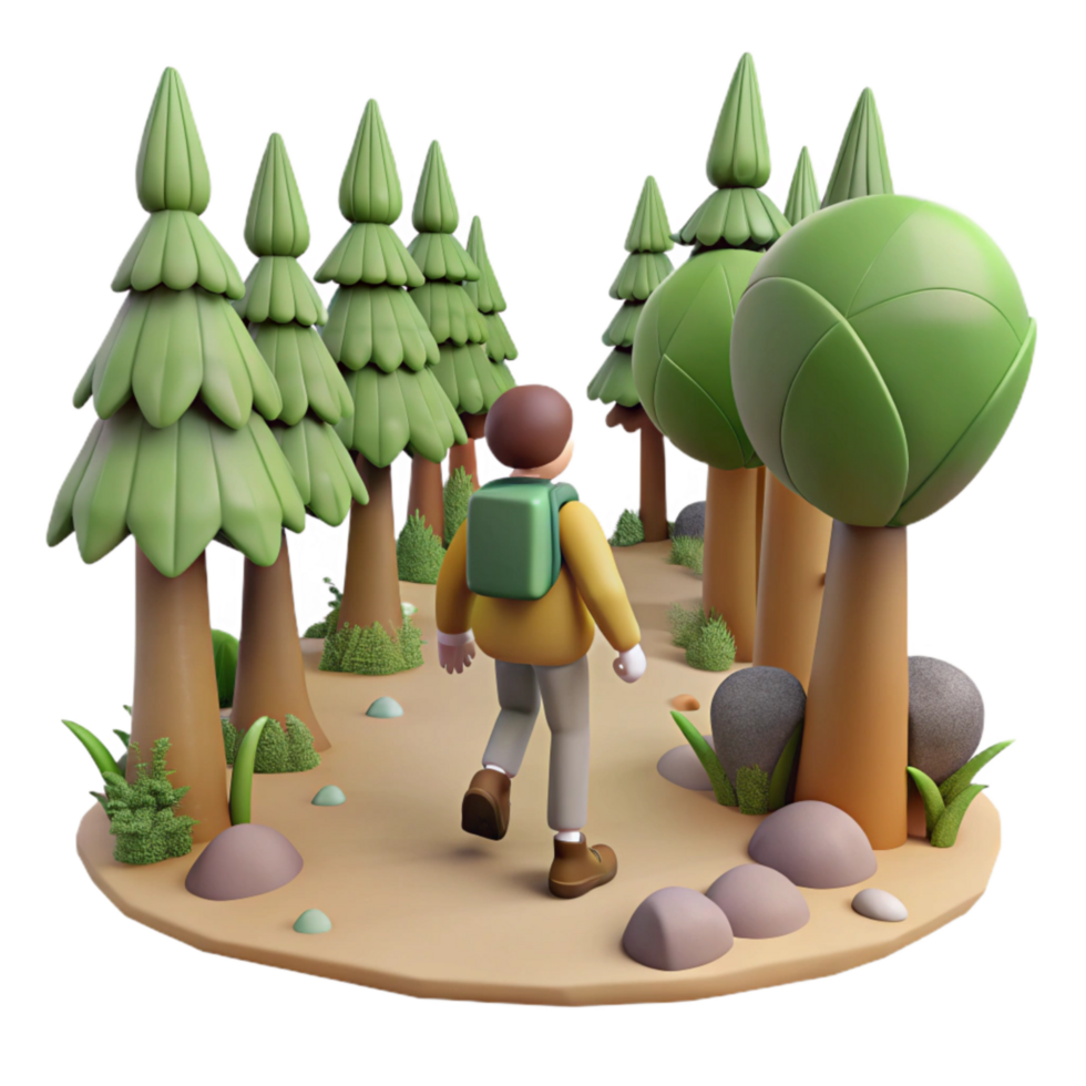 beautiful rustic Person Walking Through Forest Path Isolated Nature Walk original png