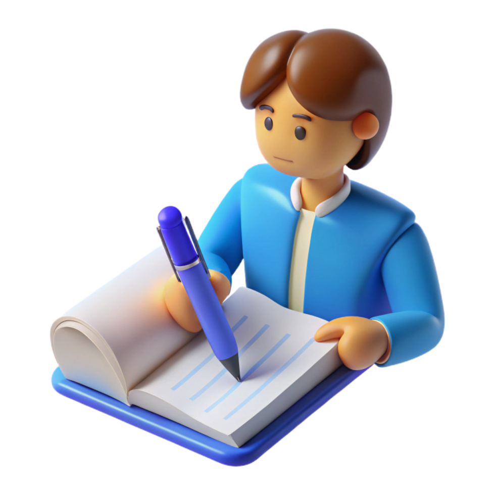 beautiful abstract Person Writing in Journal Isolated professional png