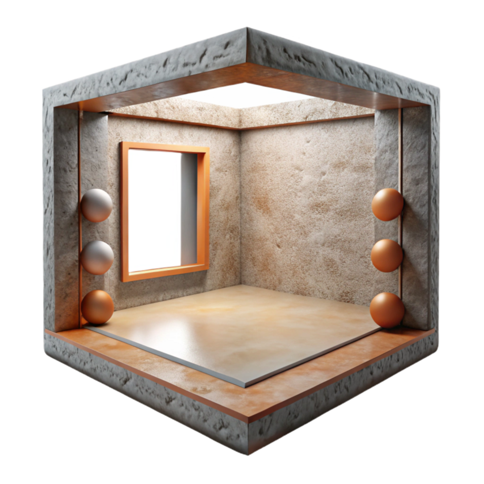impressive creative Perspective View of Empty Virtual Gallery Cutout exclusive png
