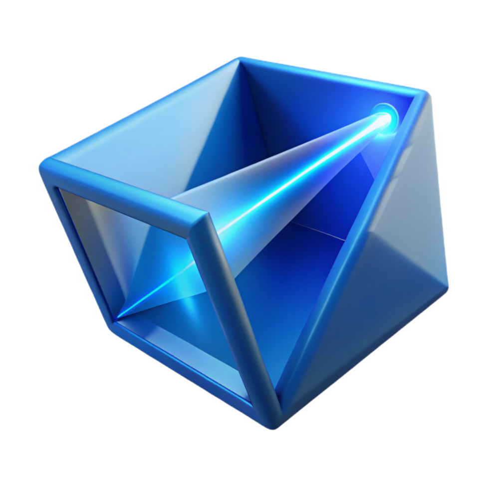extraordinary minimalist Photon Entanglement Splitting Beam Blue Prism Isolated high resolution png