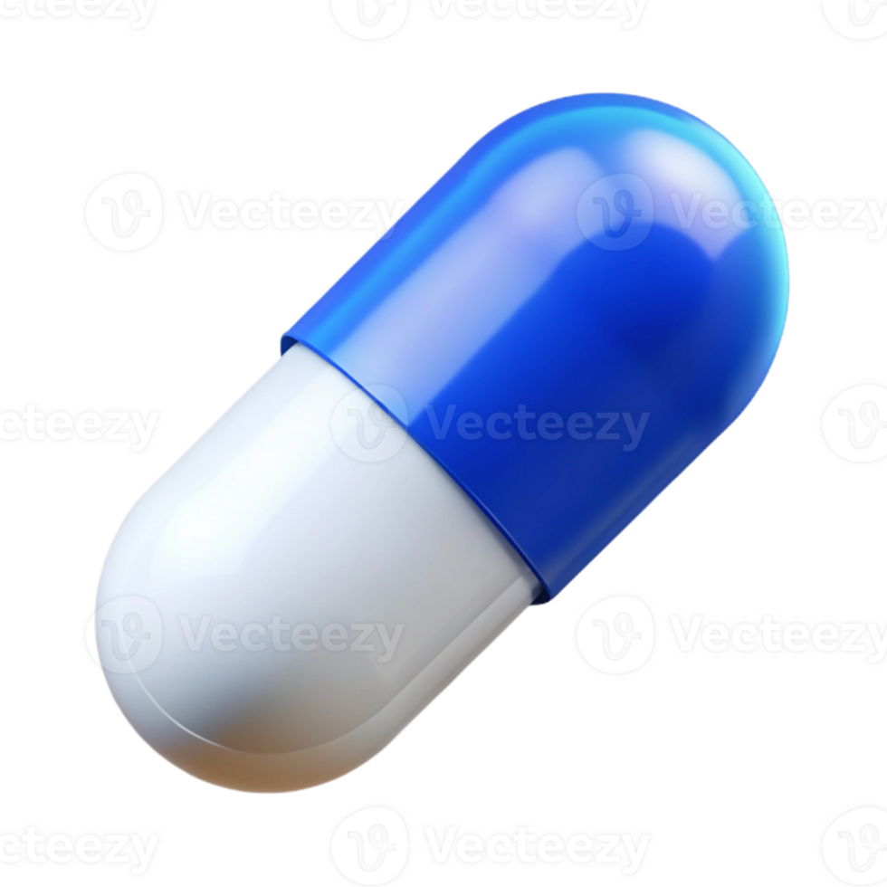 elegant classic Pill Capsule Blue White Transparent Background authentic png