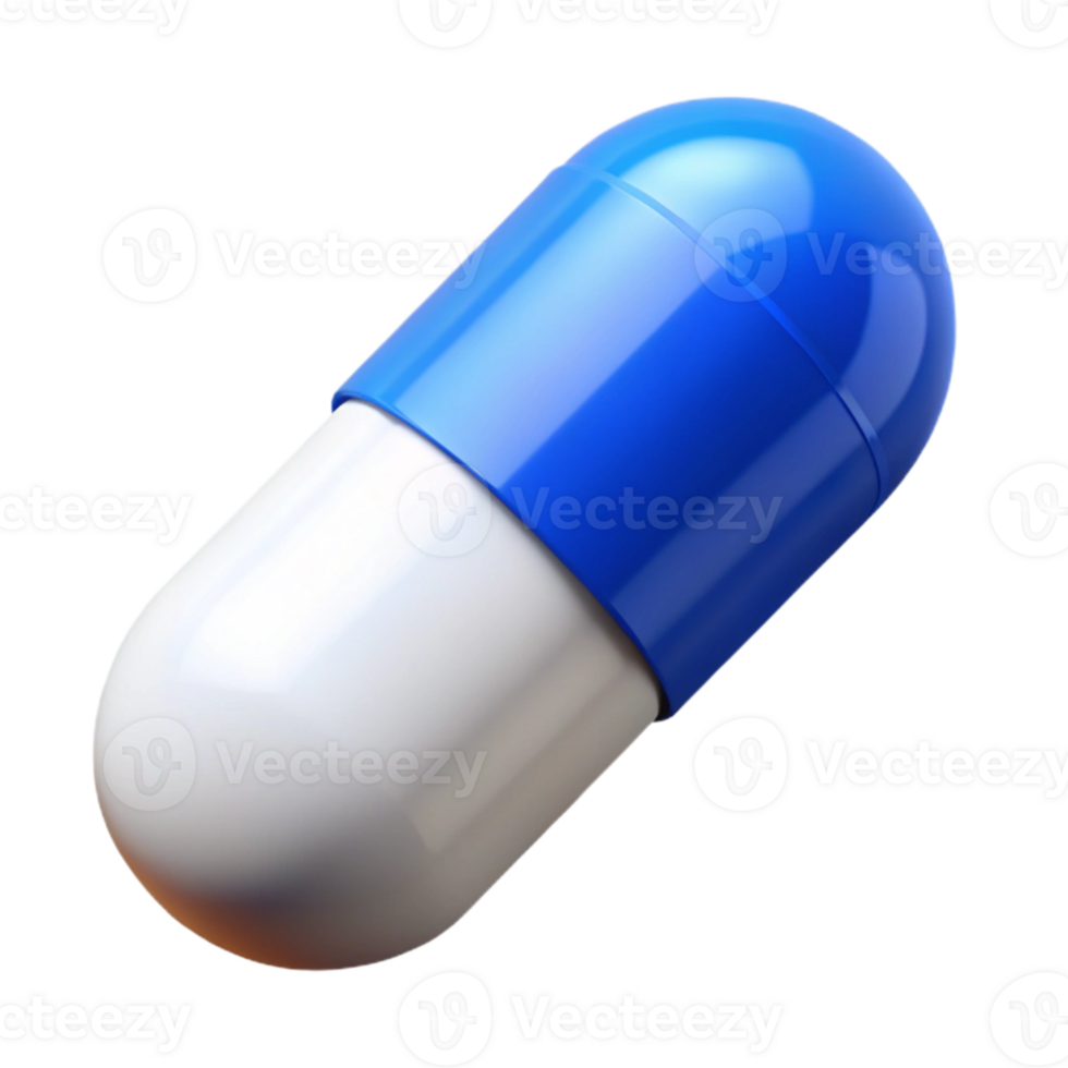 wonderful modern Pill Capsule Blue White Transparent Background authentic png