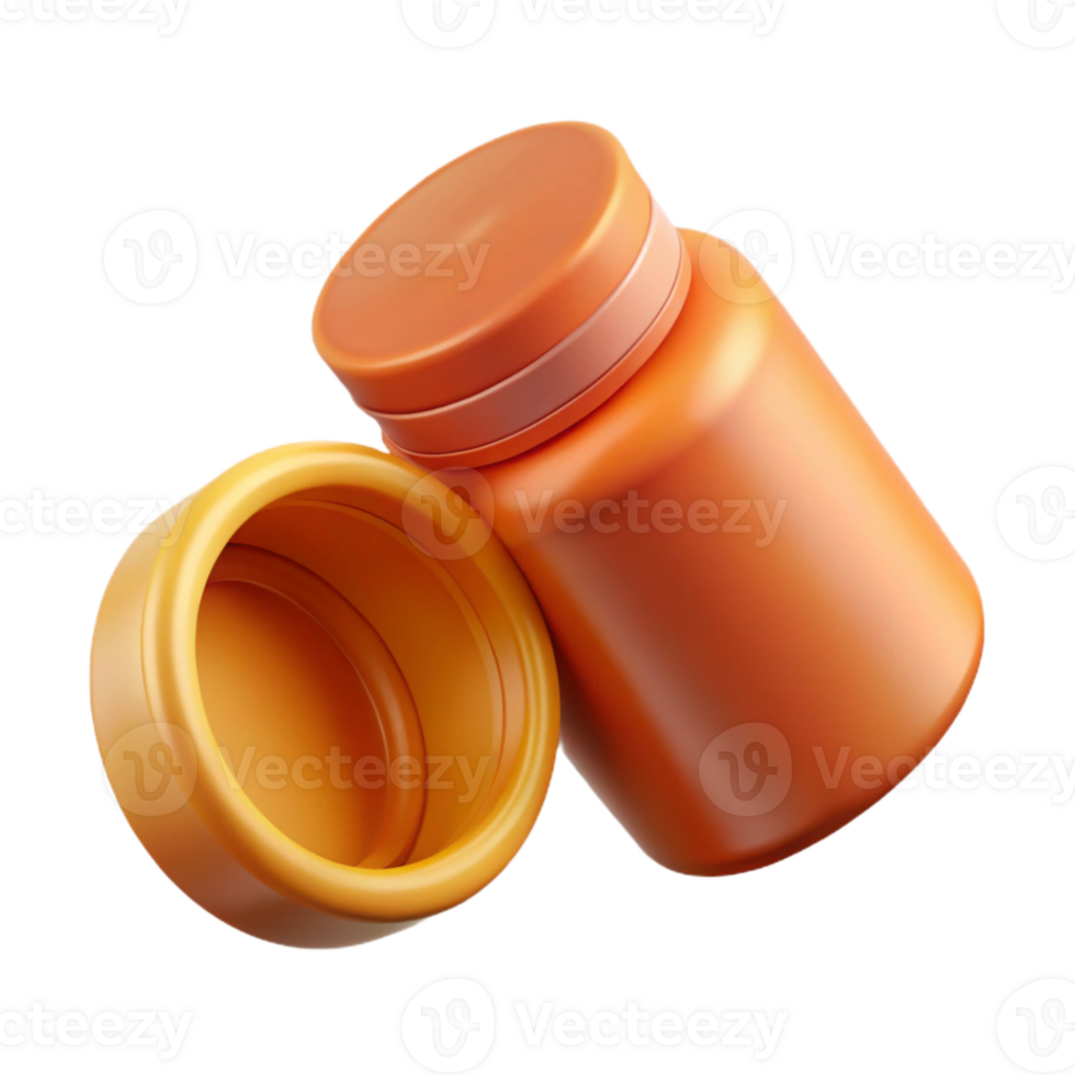 wonderful abstract Pill Bottle Open Cap Orange Transparent Background genuine png