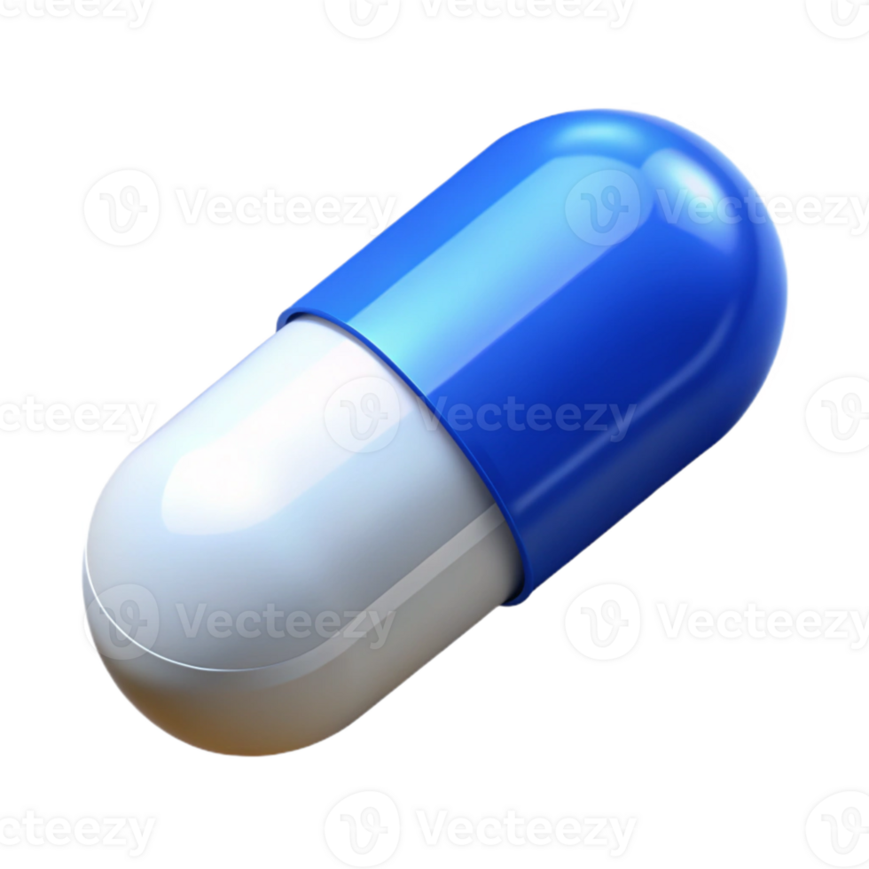 magnificent minimalist Pill Capsule Blue White Transparent Background authentic png