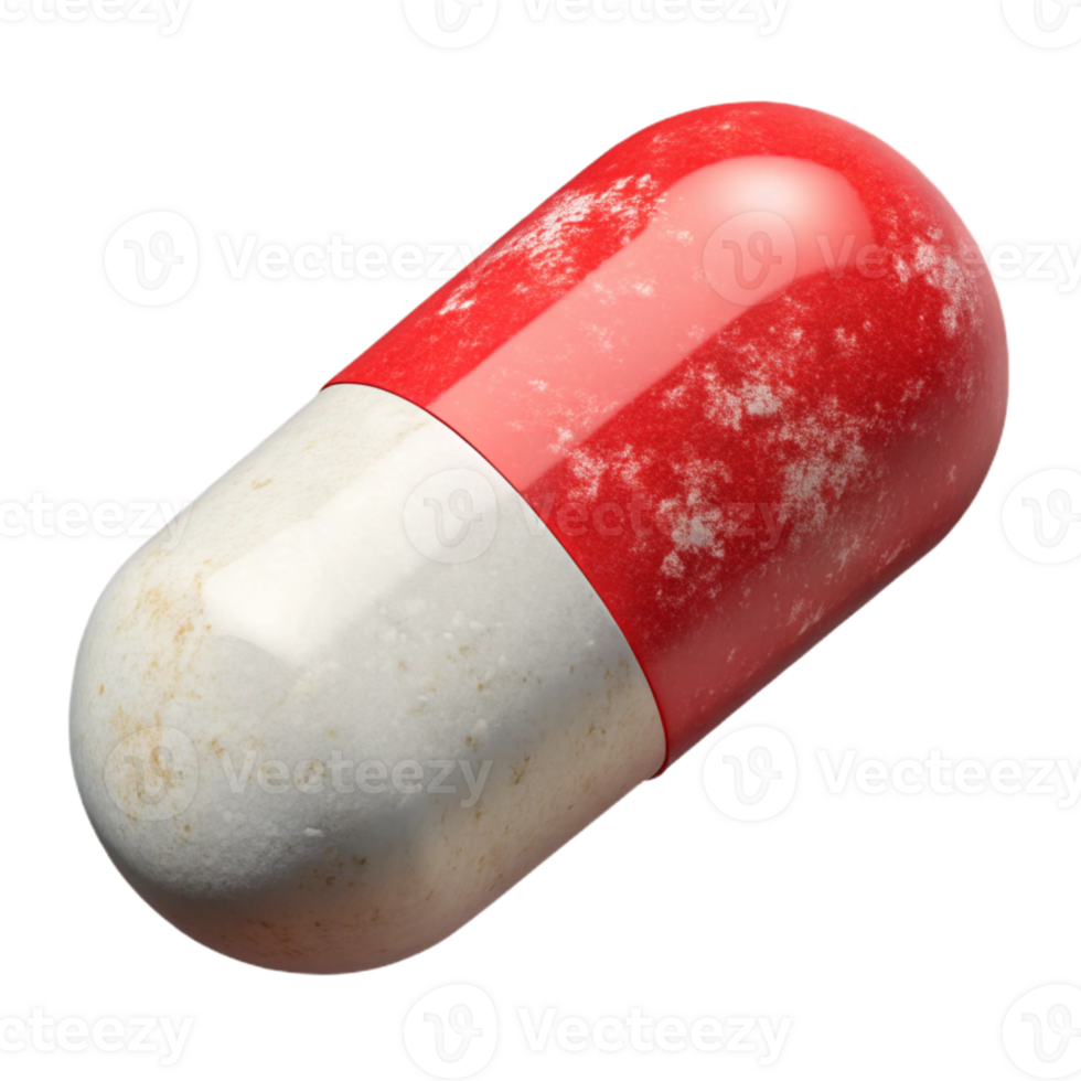 beautiful minimalist Pill Capsule Red White Isolated Element authentic png