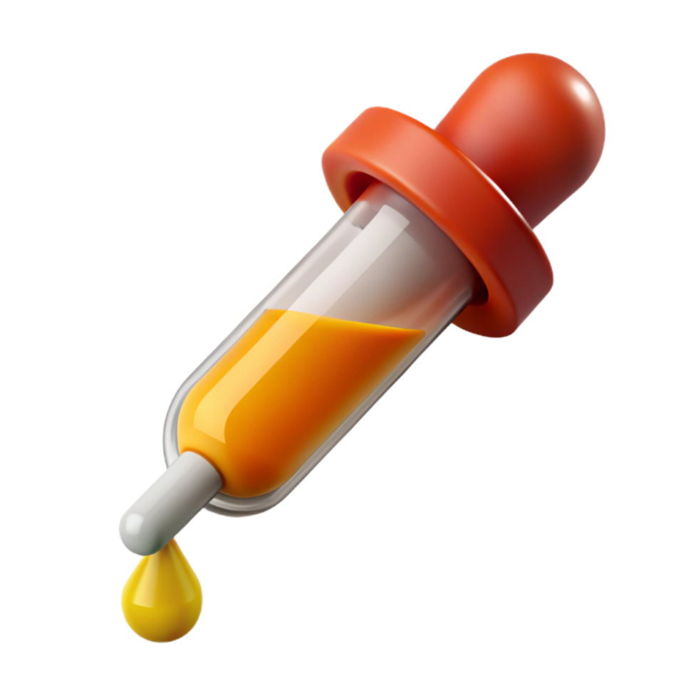 dramatic classic Pipette with Orange Liquid Transparent Background detailed png
