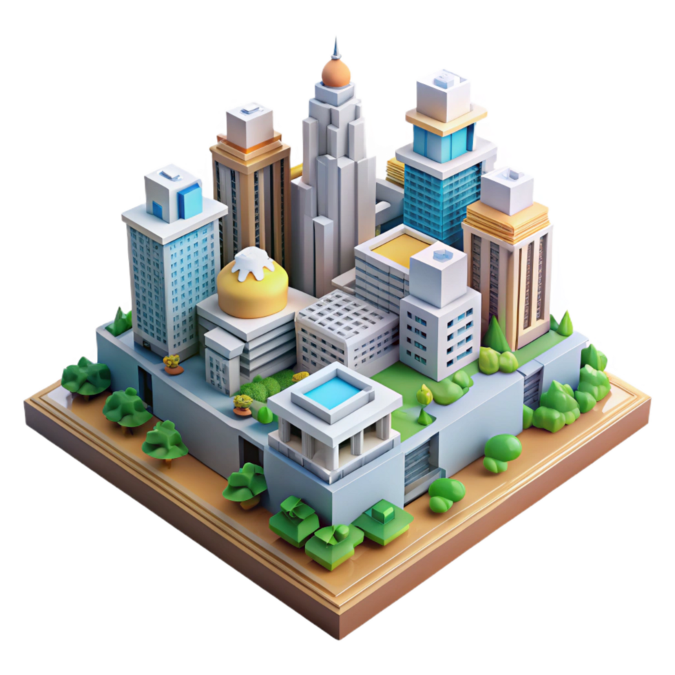 dramatic abstract Pixelated City with Building Details Isolated exclusive png