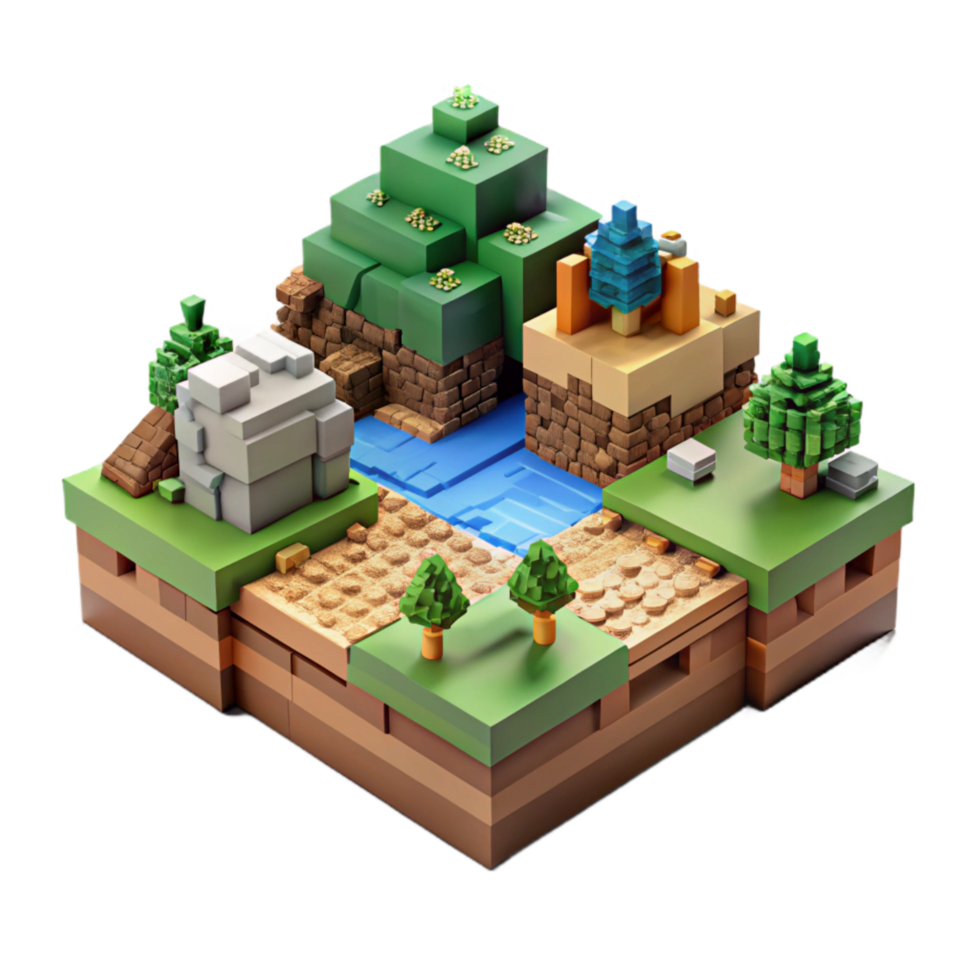 magnificent artistic Pixelated Landscape with 8-bit Style Isolated premium png