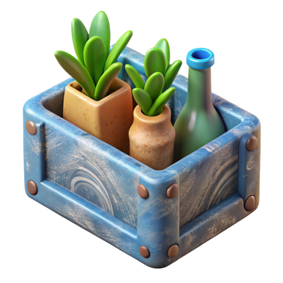 beautiful rustic Plastic Bottle Planter Box Cutout Element detailed png