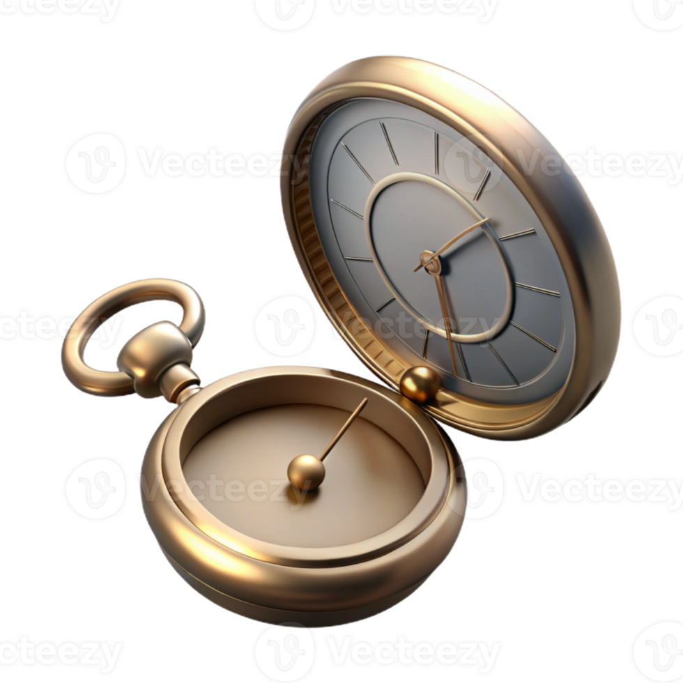 impressive rustic Pocket Watch Floating Open Isolated high quality png