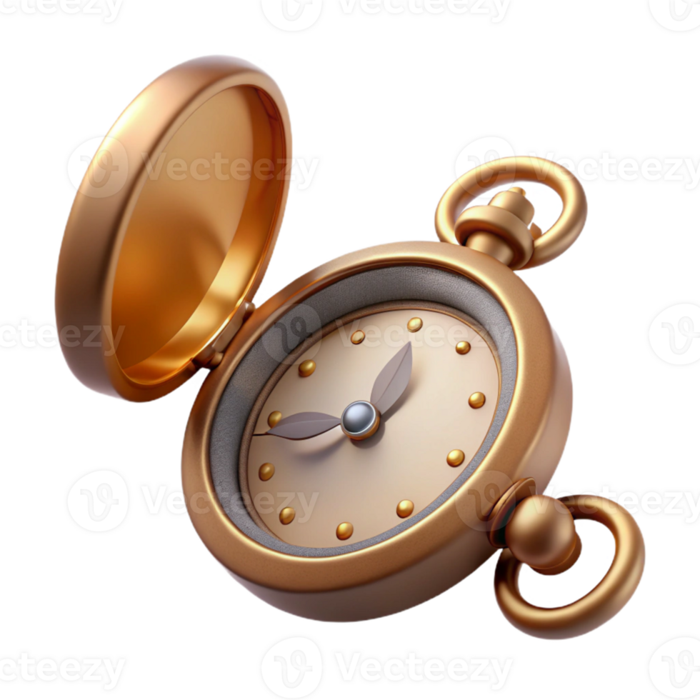 extraordinary contemporary Pocket Watch Floating Open Isolated detailed png