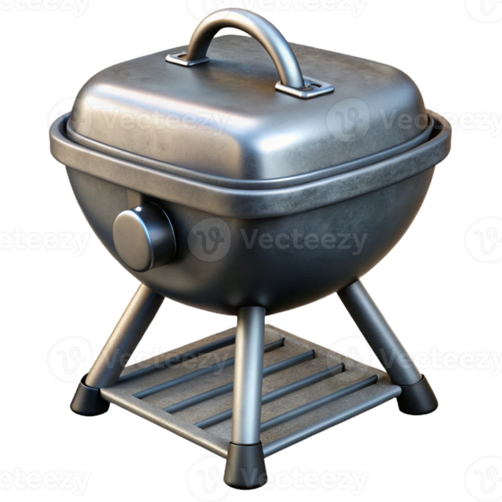 vibrant artistic Portable Grill Black and Silver Isolated professional png