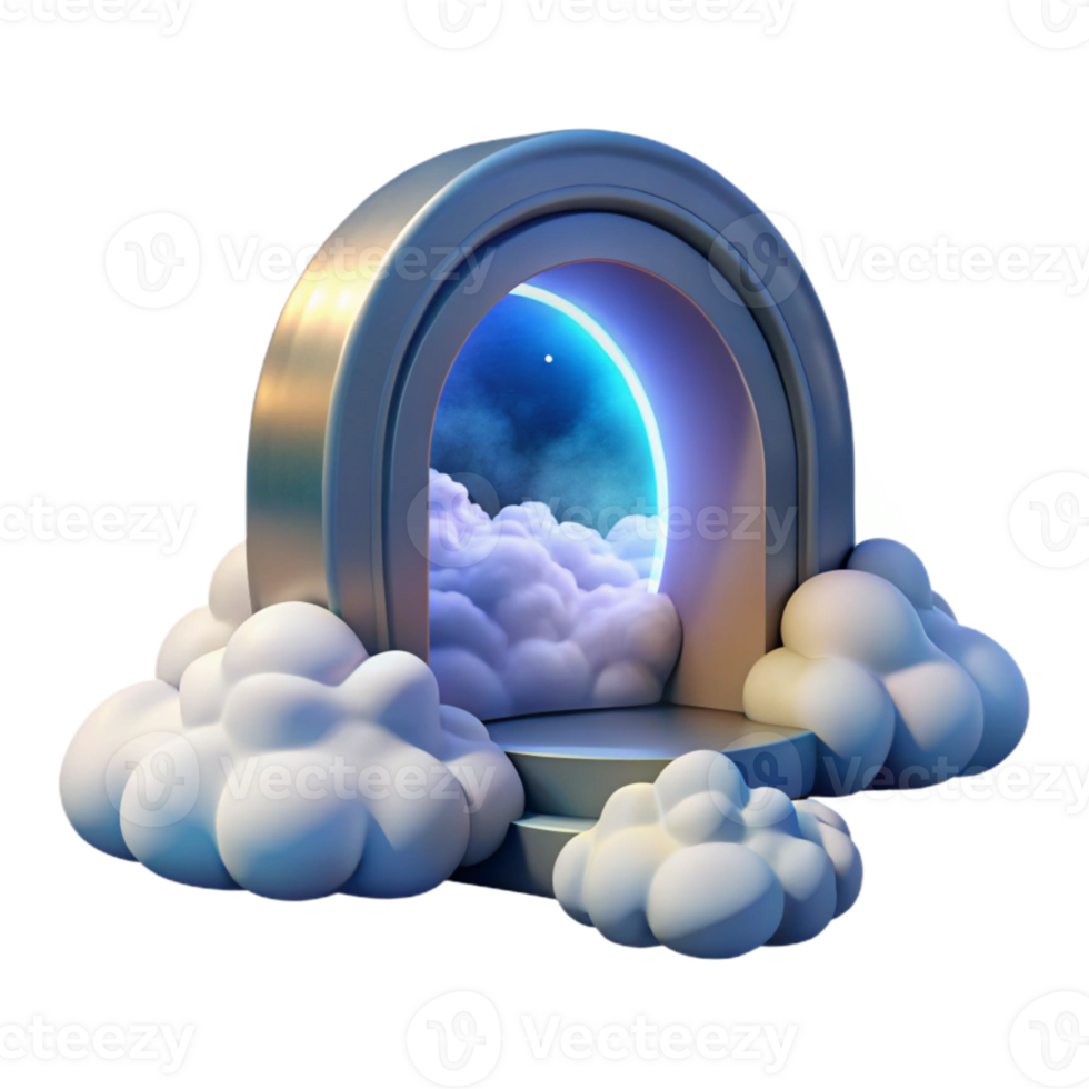 elegant classic Portal Opening in Sky Cloud Background Transparent Background genuine png