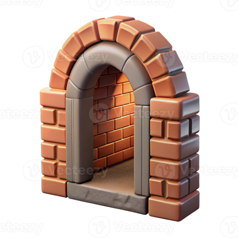extraordinary artistic Portal Opening in Wall Brick Texture Transparent Background premium png