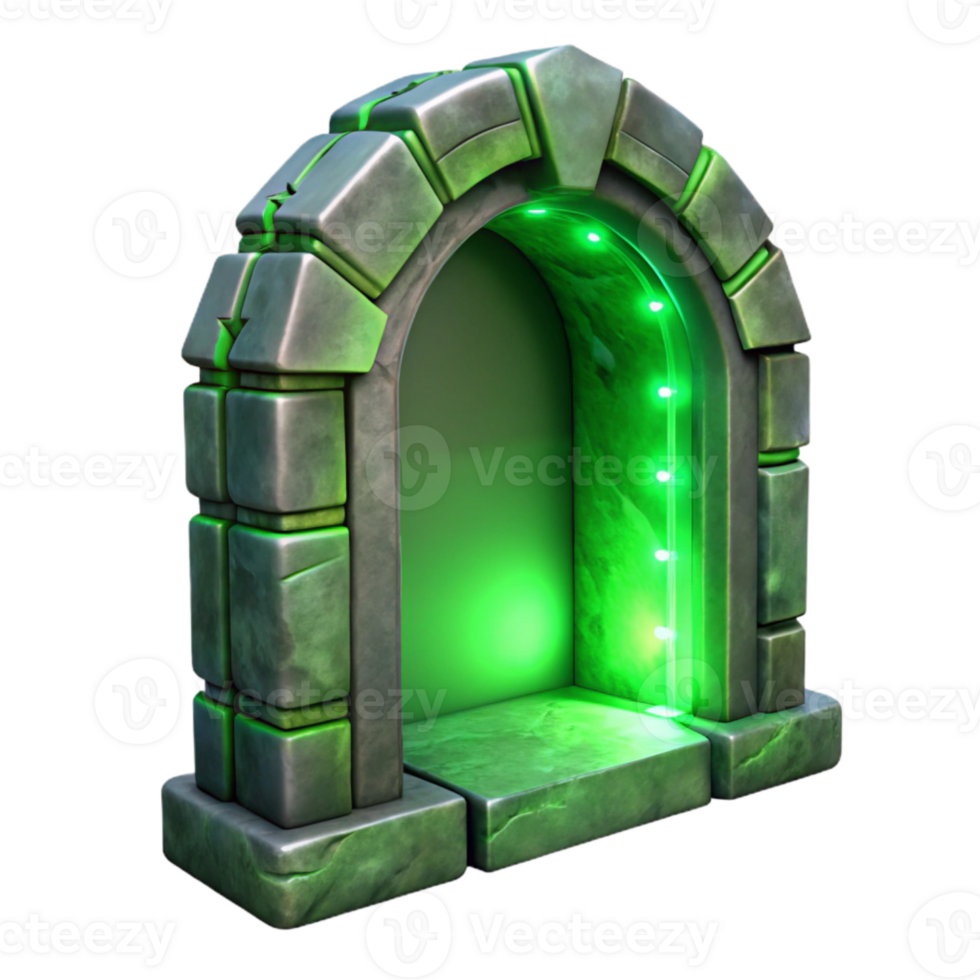 vibrant vintage Portal with Glowing Frame Golden Color Transparent Background exclusive png