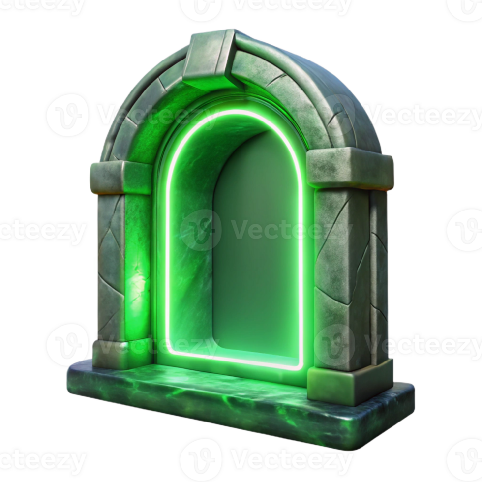extraordinary modern Portal with Glowing Frame Golden Color Transparent Background high resolution png