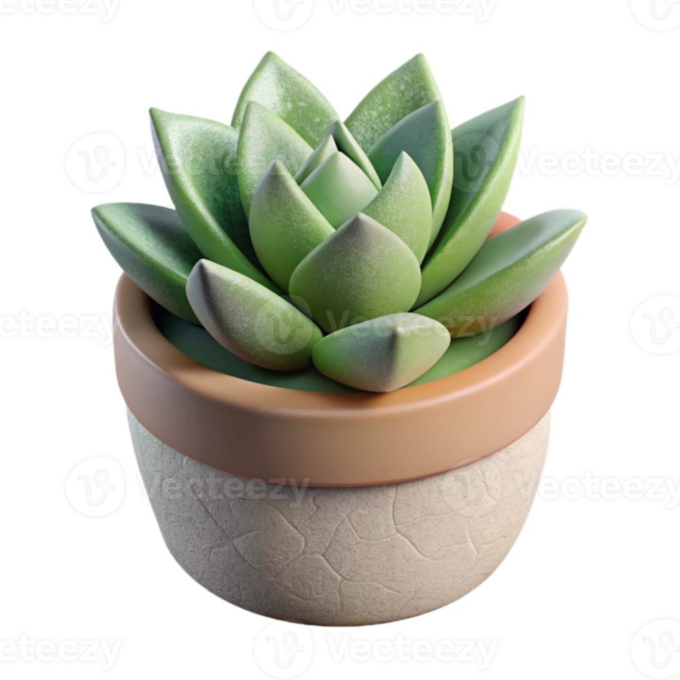 wonderful creative Potted Succulent Plant Side View Isolated Element authentic png