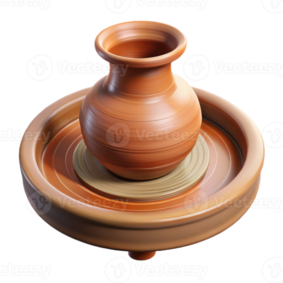 serene artistic Pottery Wheel Spinning Clay Side View Isolated professional png