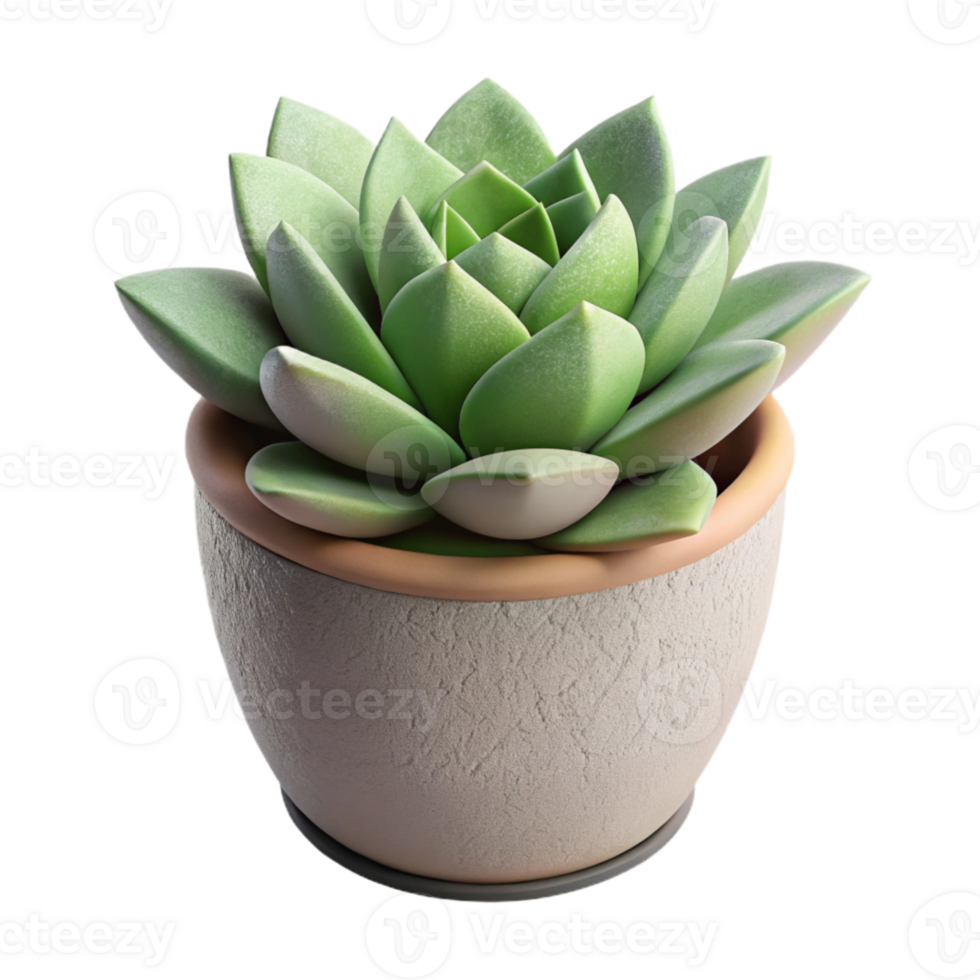 beautiful modern Potted Succulent Plant Side View Isolated Element high resolution png