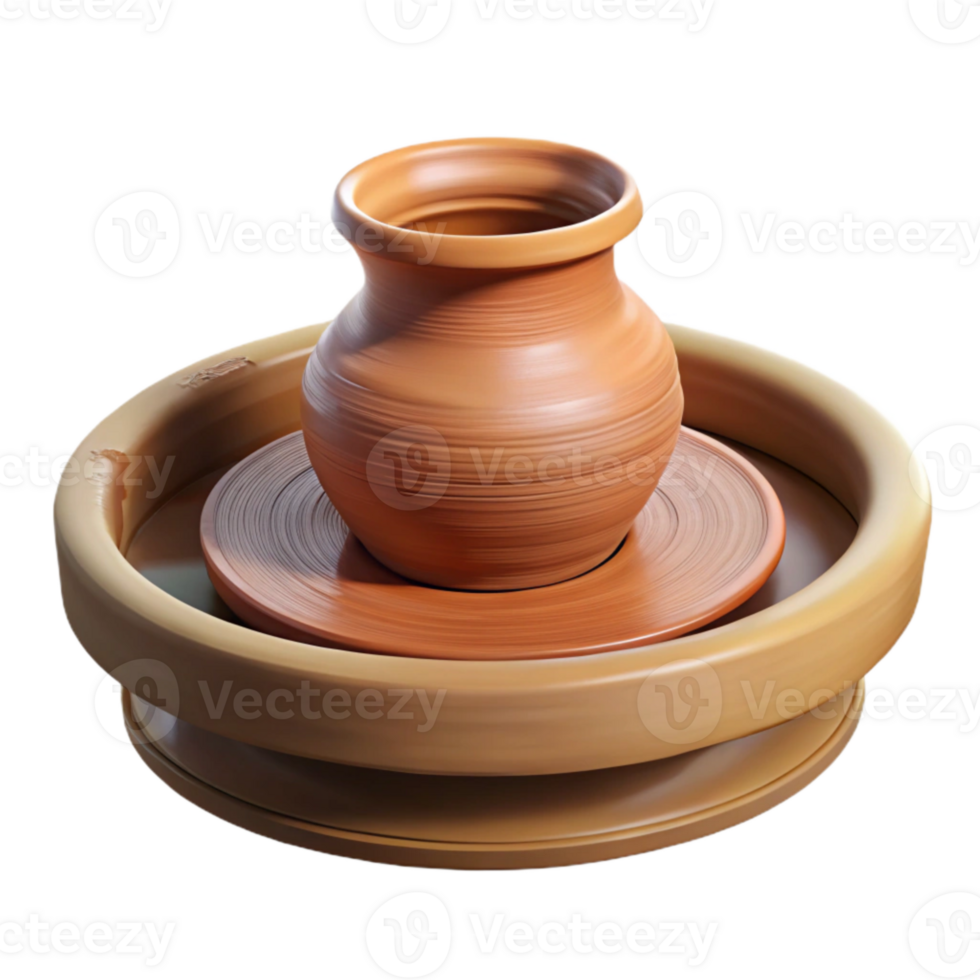 impressive rustic Pottery Wheel Spinning Clay Side View Isolated detailed png