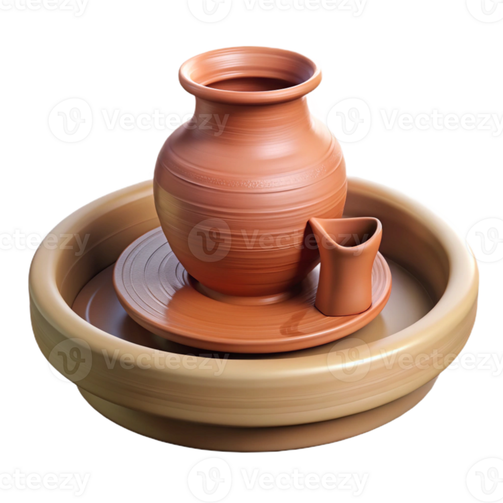 elegant minimalist Pottery Wheel Spinning Clay Side View Isolated premium png
