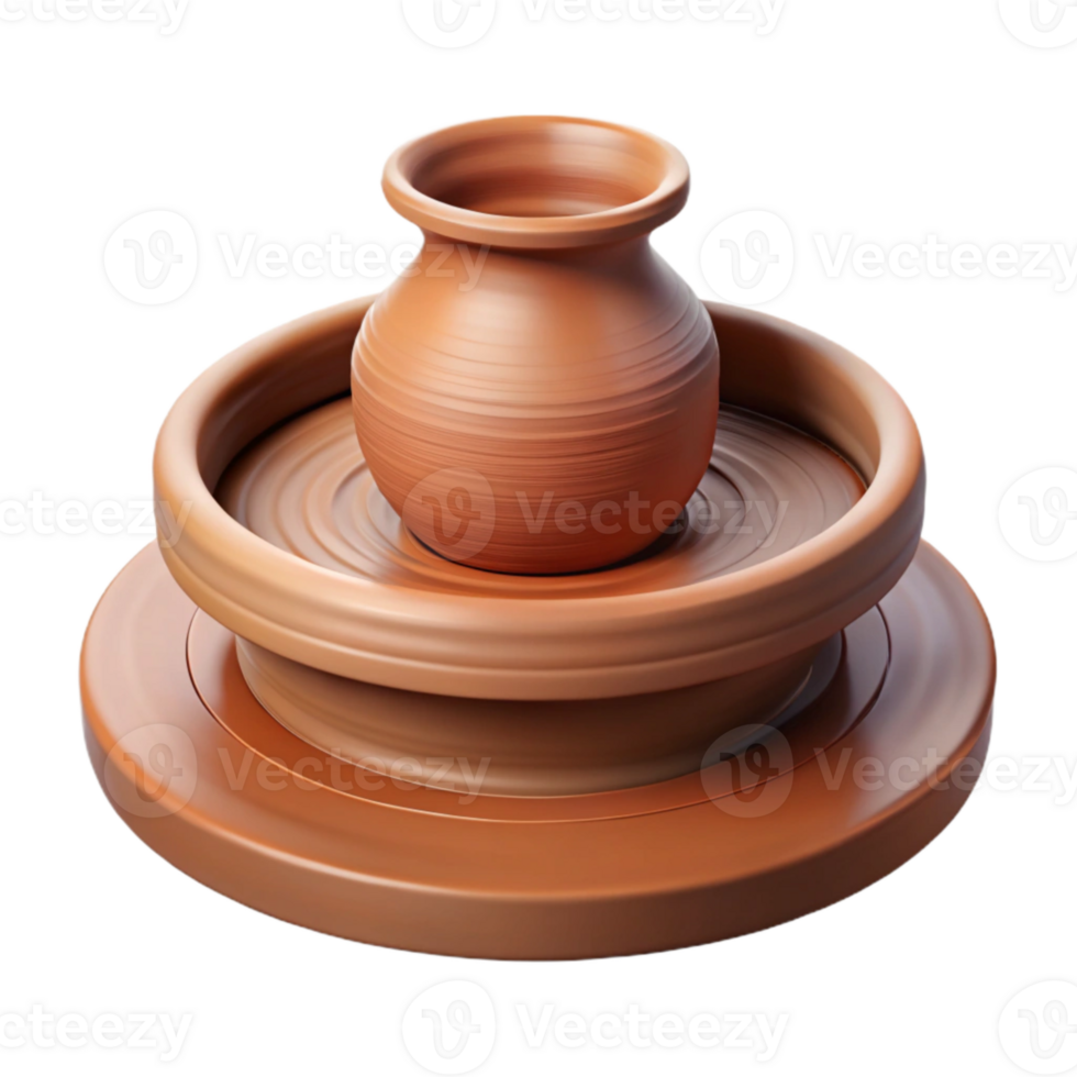 serene modern Pottery Wheel Spinning Clay Side View Isolated premium png