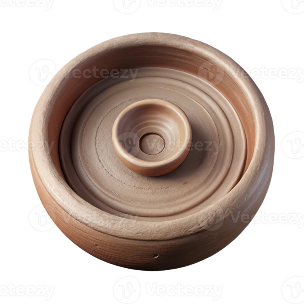 elegant contemporary Pottery Wheel with Clay Top Down View Cutout genuine png