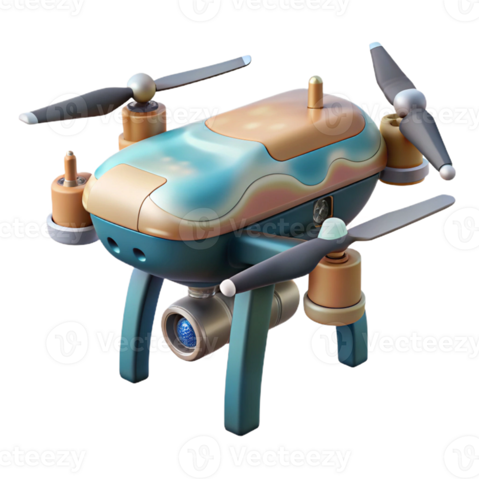 serene creative Precision Agriculture Drone Illustration Side View Transparent Background genuine png