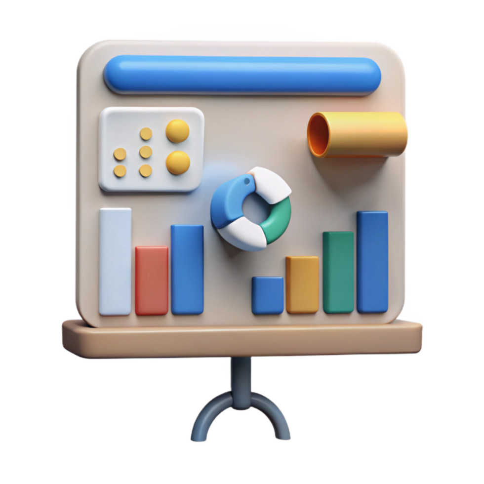 beautiful abstract Presentation Screen with Charts Cutout high quality png