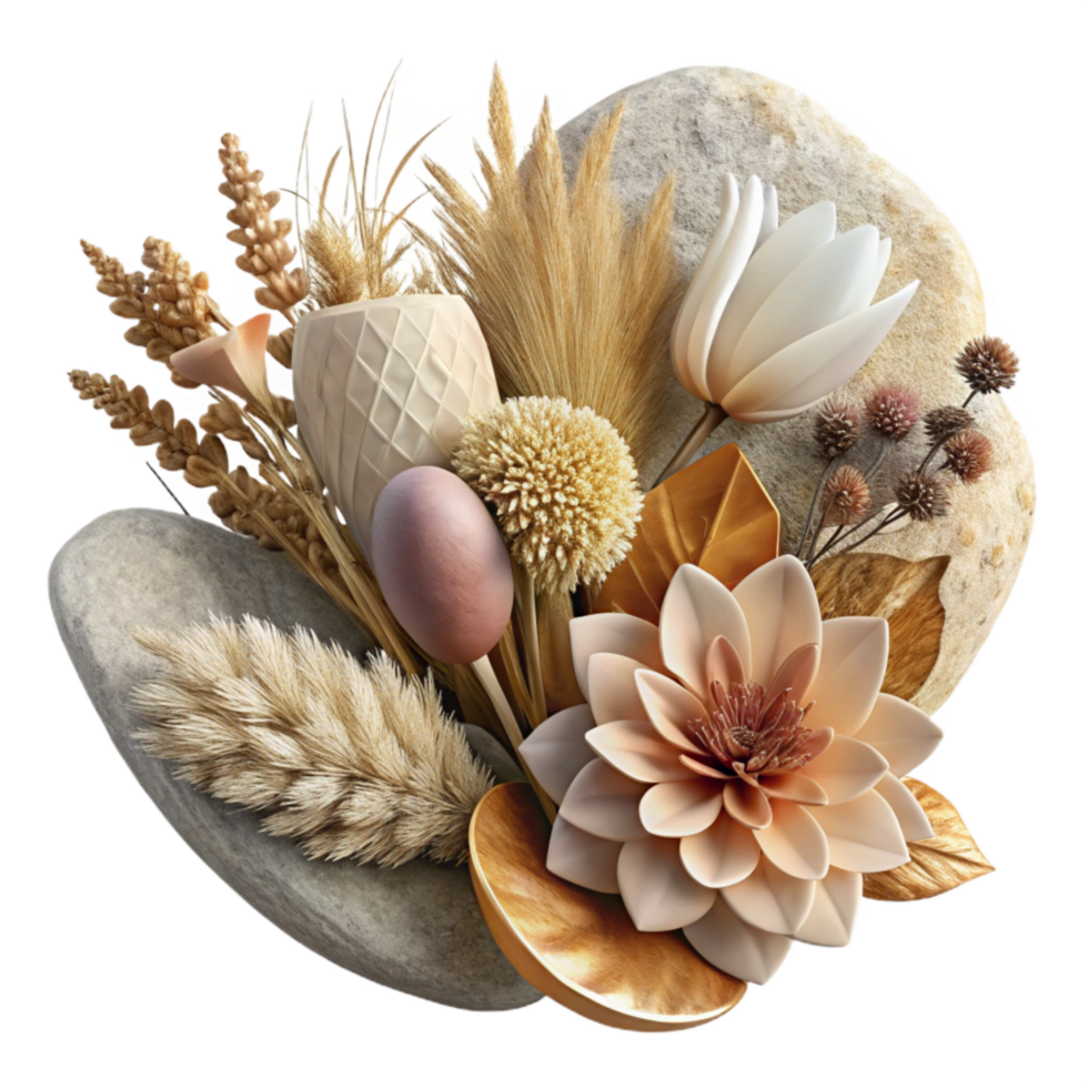 wonderful modern Pressed Flower Art Botanical Composition Cutout detailed png