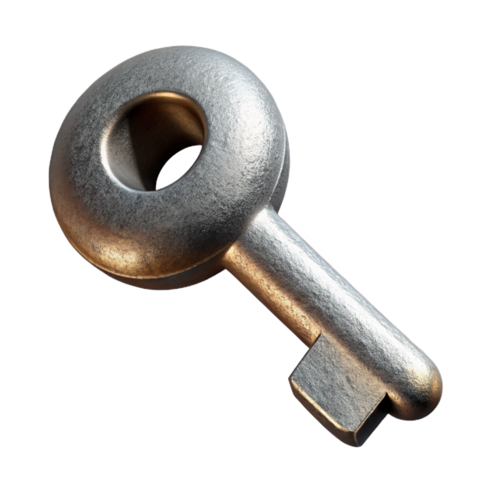 elegant abstract Private Key Icon with Metallic Texture Transparent Background authentic png