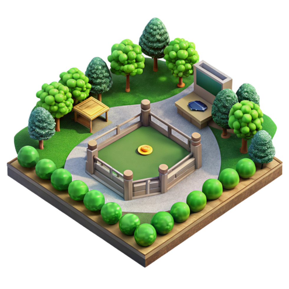 magnificent modern Public Park Green Space Top View Isolated detailed png