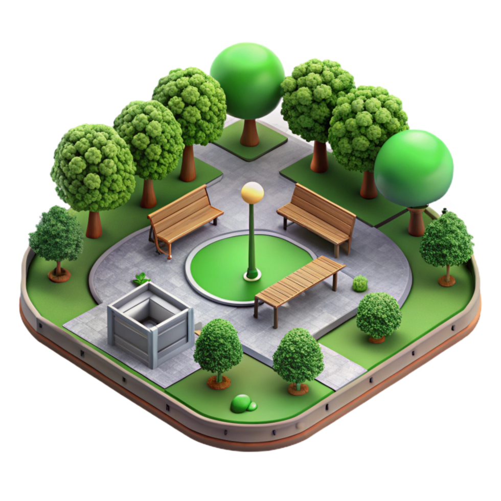 beautiful rustic Public Park Green Space Top View Isolated premium png