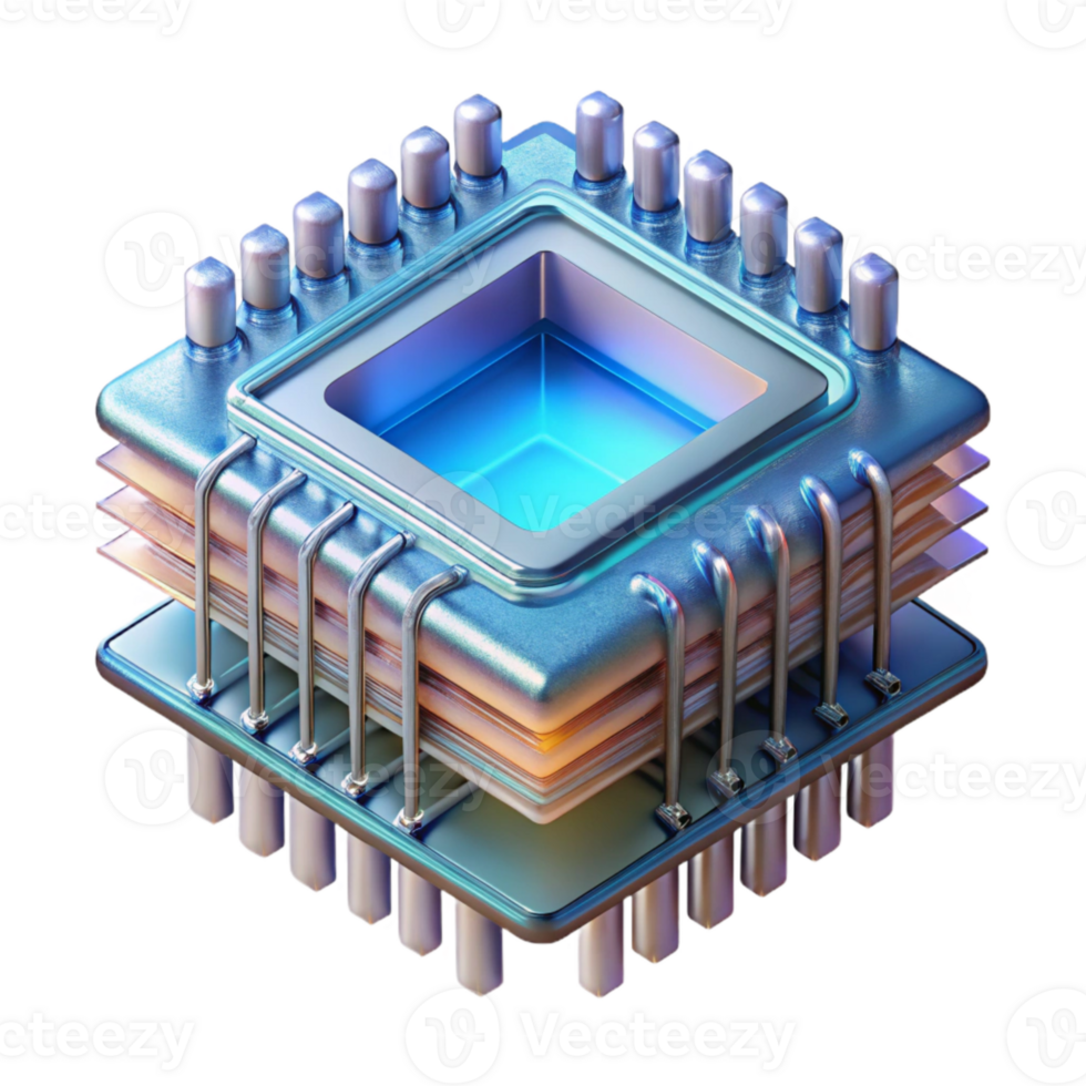 extraordinary creative Quantum Computing Processor Complex Structure Transparent Background premium png