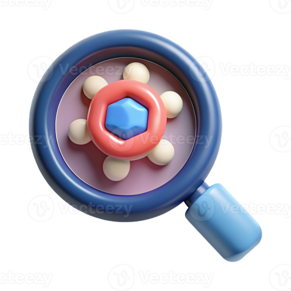 vibrant rustic Quantum Computing Research Icon Cutout with Magnifying Glass professional png