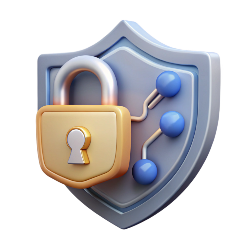 impressive abstract Quantum Data Security Illustration with Shield and Lock high resolution png