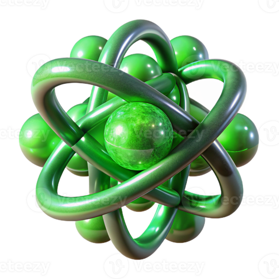 dramatic artistic Quantum Entanglement Particles Glowing Green Isolated detailed png