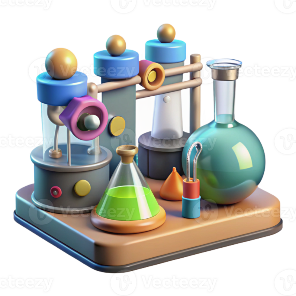 elegant abstract Quantum Experiment Illustration with Laboratory Equipment detailed png