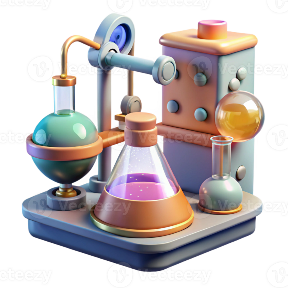 elegant creative Quantum Experiment Illustration with Laboratory Equipment premium png