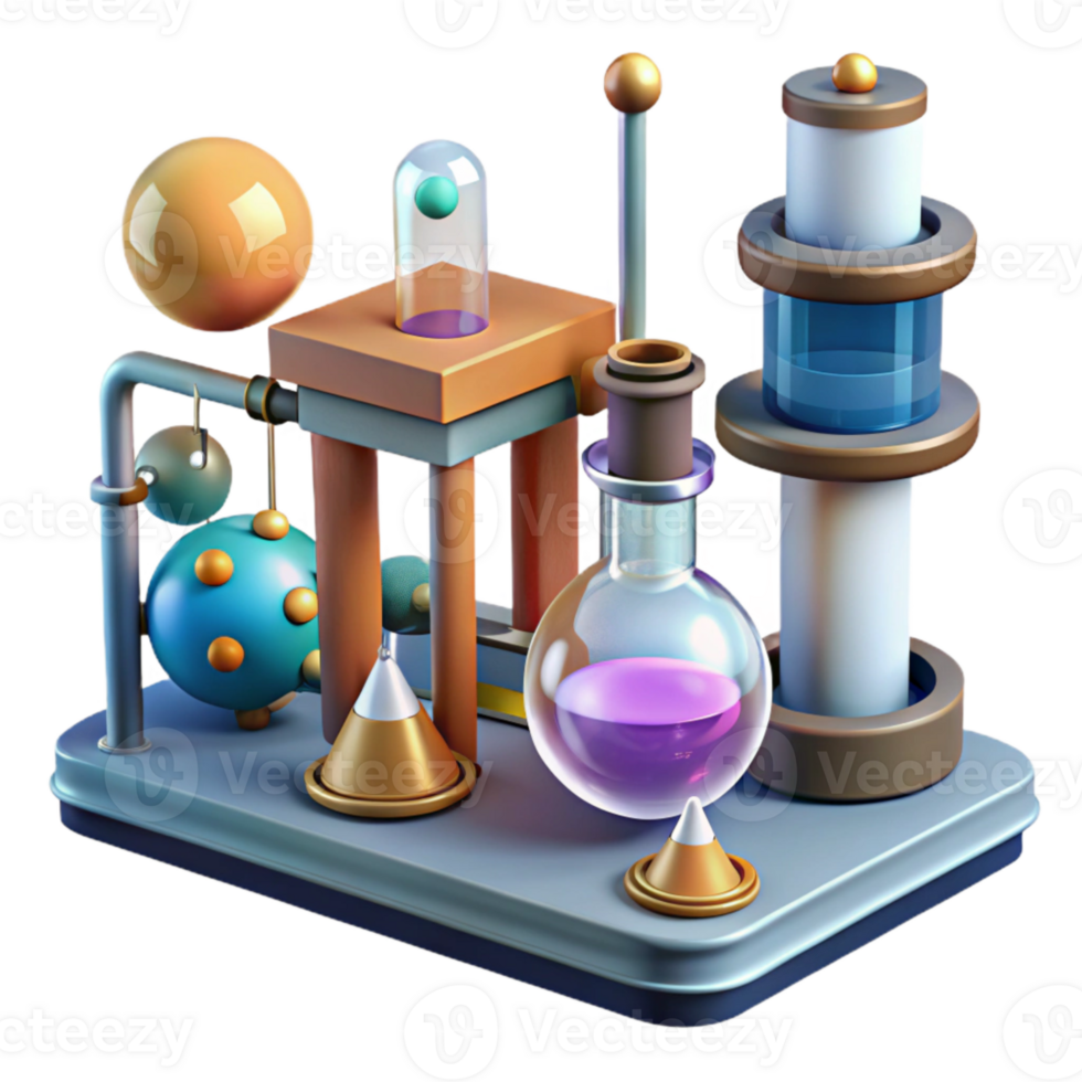 magnificent artistic Quantum Experiment Illustration with Laboratory Equipment authentic png
