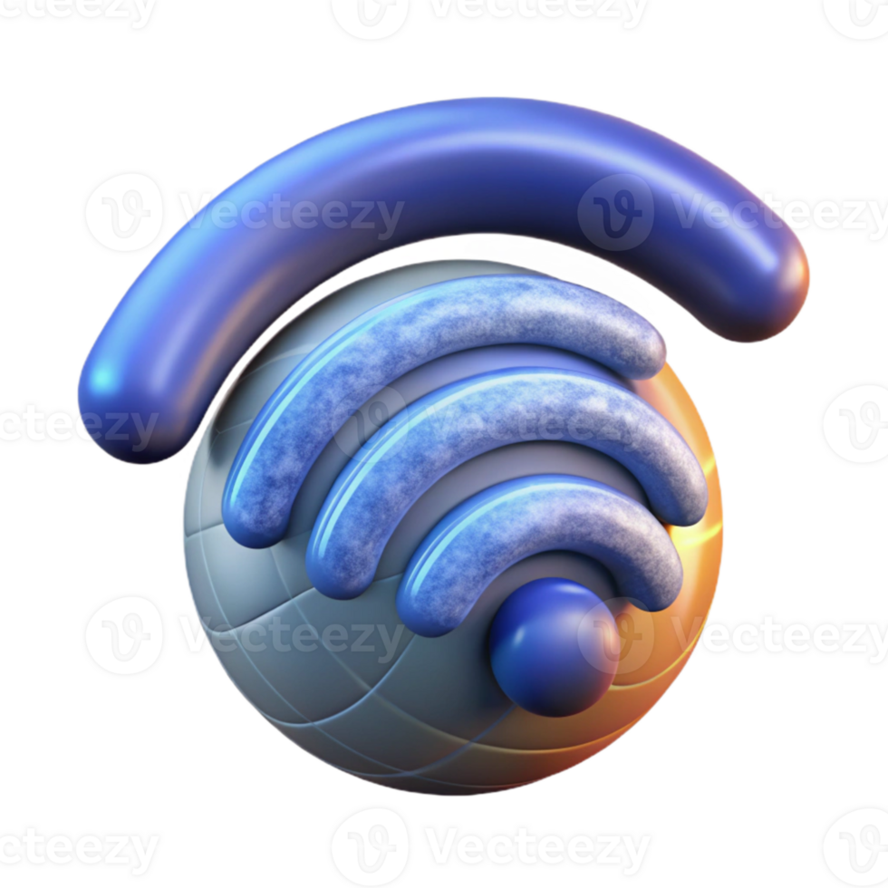 vibrant classic Quantum Internet Connectivity Icon with Wireless Signals premium png