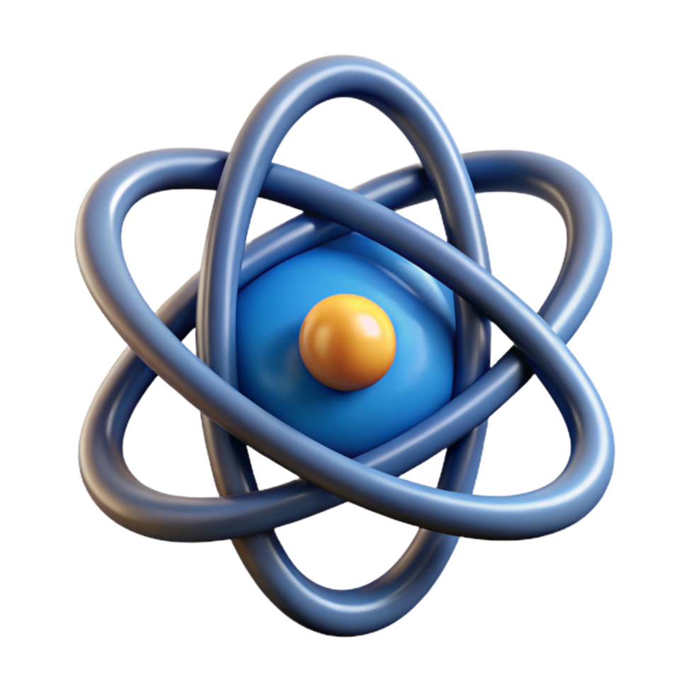 stunning minimalist Quantum Materials Engineering Icon with Atomic Structure high quality png