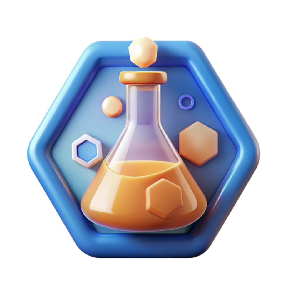 magnificent creative Quantum Materials Synthesis Icon Cutout with Chemical Flask png