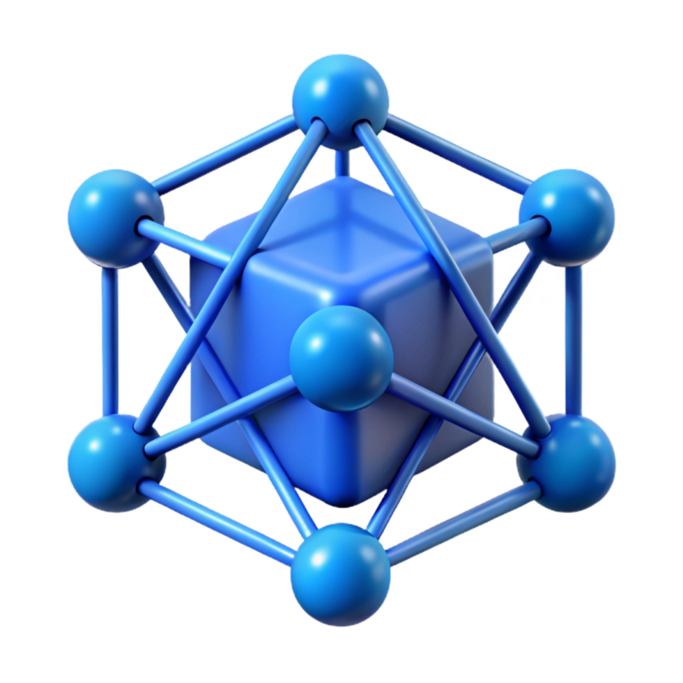 wonderful artistic Quantum Network Node Diagram Blue Schematic Transparent Background original png