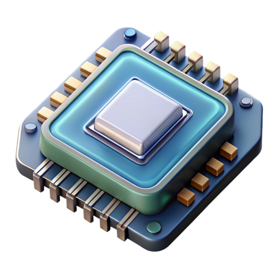 elegant modern Quantum Processor Microchip Top View Transparent Background high resolution png