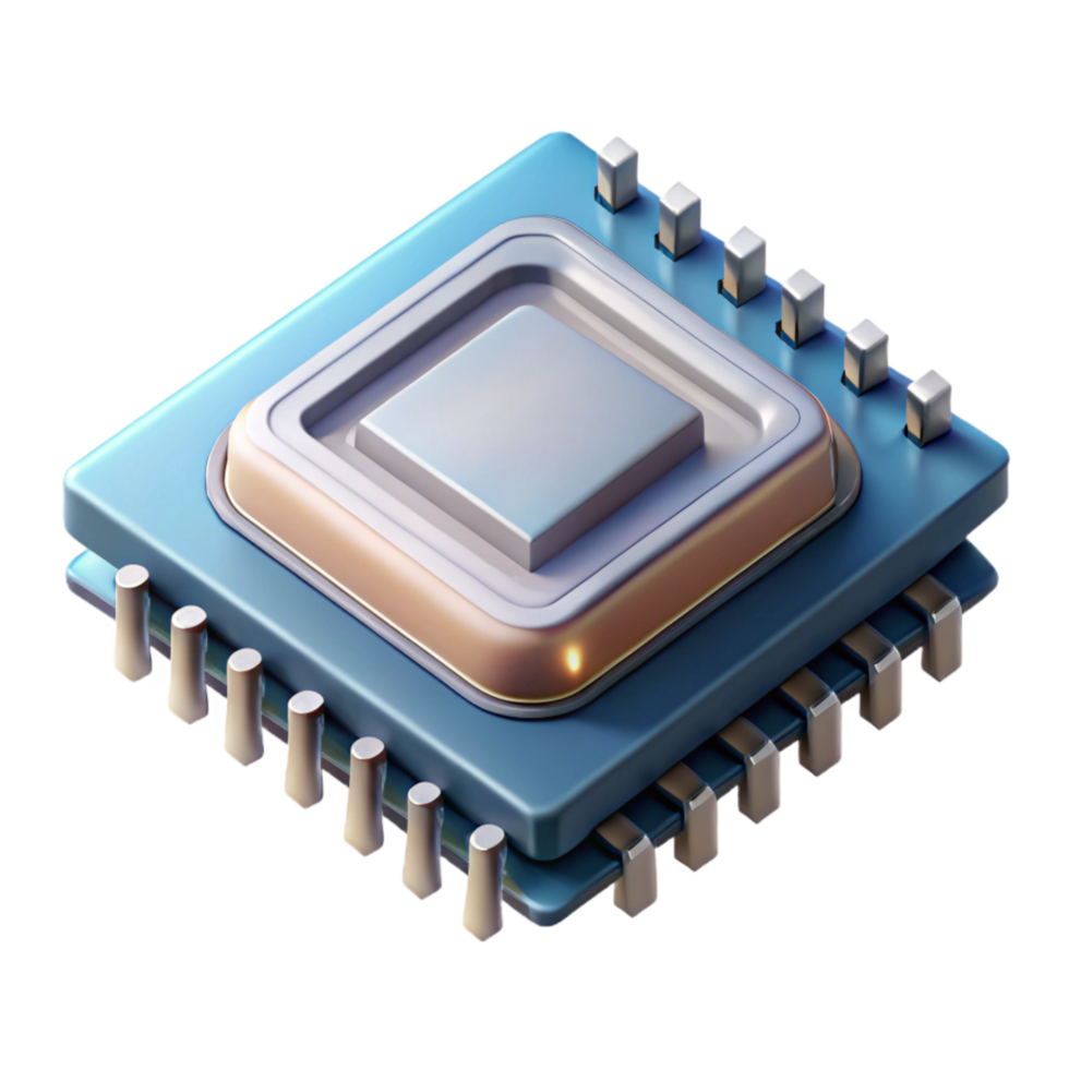 impressive creative Quantum Processor Microchip Top View Transparent Background authentic png