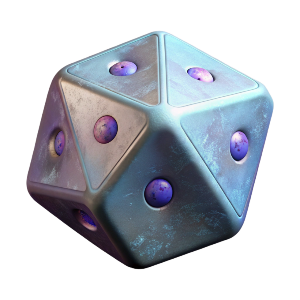 stunning contemporary Quantum Superposition Dice Multiple Sides Isolated detailed png