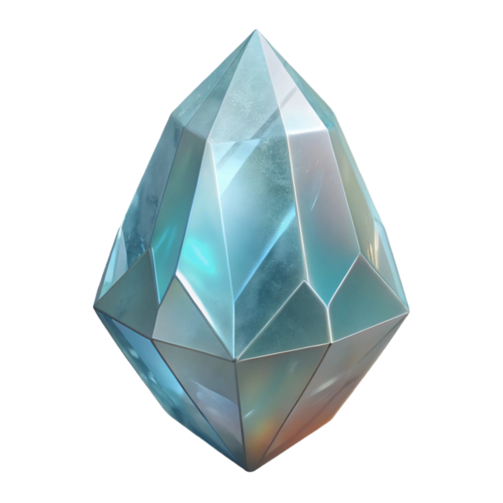 impressive minimalist Quartz Crystal Clear Facets Geometric Shape Transparent Background png